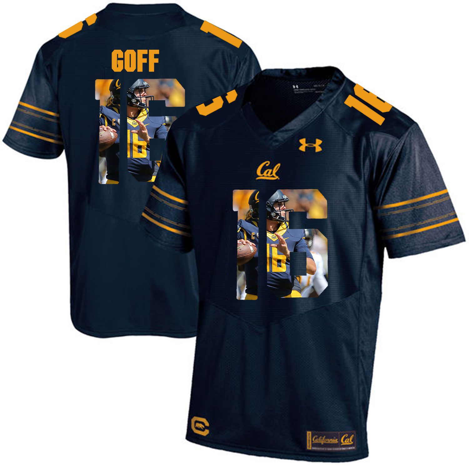 Men California Golden Bears #16 Jared Goff Dark blue Customized NCAA Jerseys